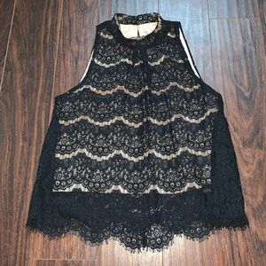 High neck lace tank